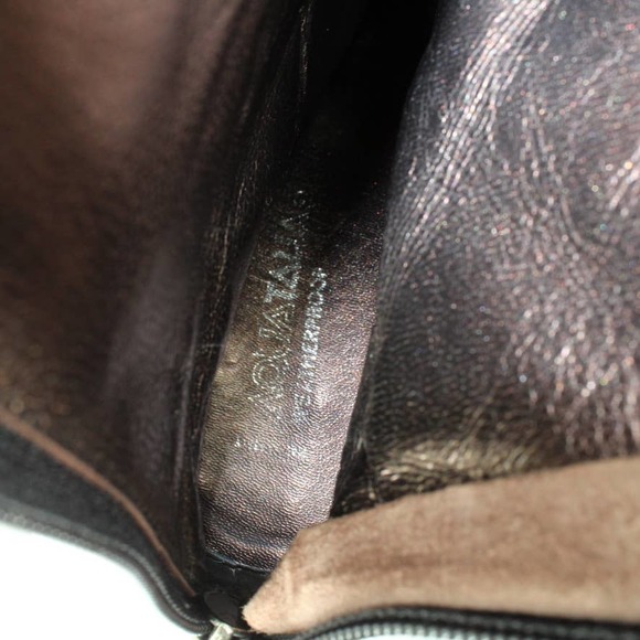 Aquatalia Size 10 Elastic Leather Mid Calf Boots Back Zip Square Split Toe - Picture 11 of 12